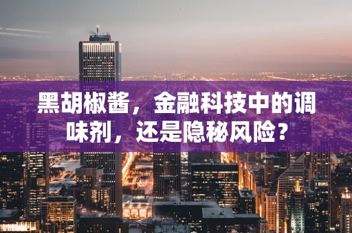 黑胡椒酱，金融科技中的调味剂，还是隐秘风险？