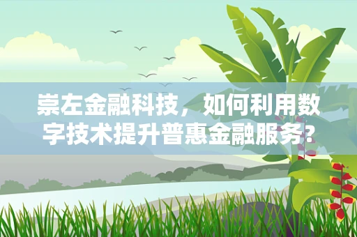 崇左金融科技，如何利用数字技术提升普惠金融服务？