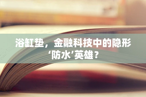 浴缸垫，金融科技中的隐形‘防水’英雄？