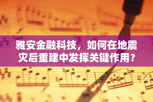 雅安金融科技，如何在地震灾后重建中发挥关键作用？