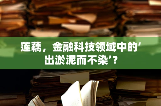 莲藕，金融科技领域中的‘出淤泥而不染’？