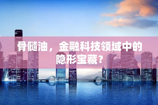 骨髓油，金融科技领域中的隐形宝藏？