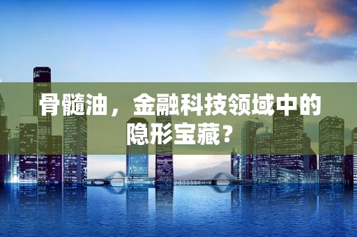 骨髓油，金融科技领域中的隐形宝藏？