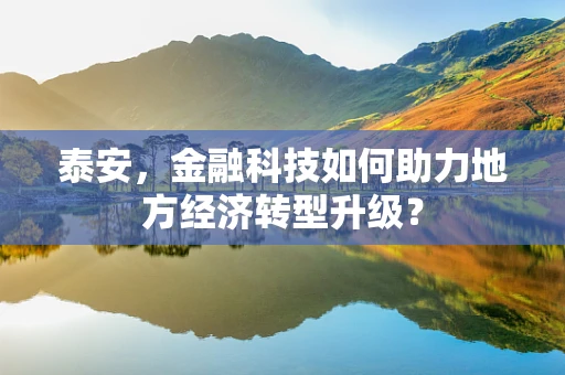 泰安，金融科技如何助力地方经济转型升级？