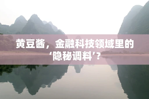 黄豆酱，金融科技领域里的‘隐秘调料’？