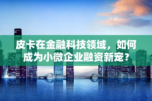 皮卡在金融科技领域，如何成为小微企业融资新宠？