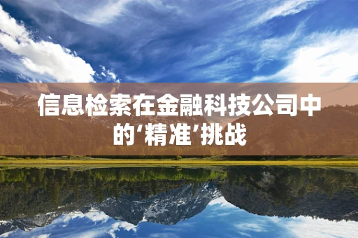 信息检索在金融科技公司中的‘精准’挑战