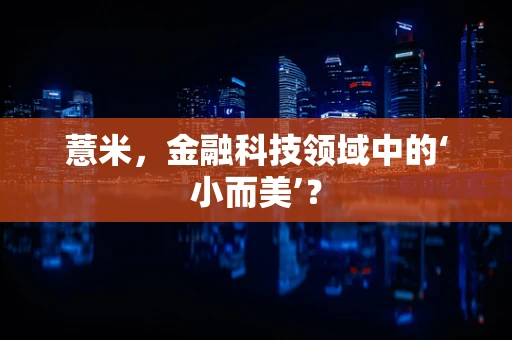 薏米，金融科技领域中的‘小而美’？