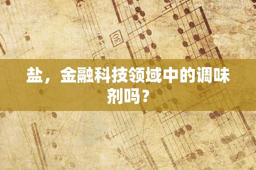 盐，金融科技领域中的调味剂吗？